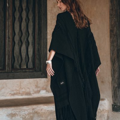 Bohemian Black Long Poncho Maternity Robe Ceremony Cover