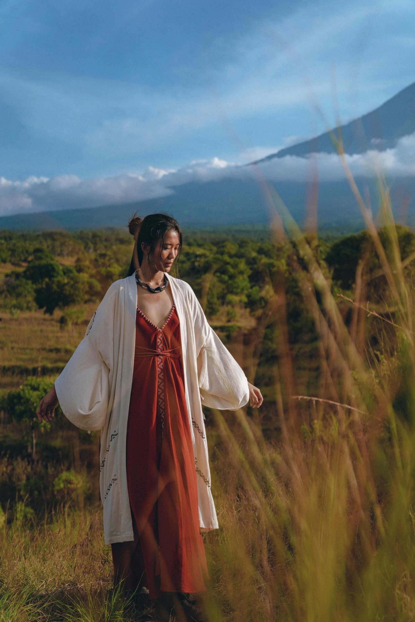 Off White Organic Ceremonial Robe Bohemian Tribal Cover