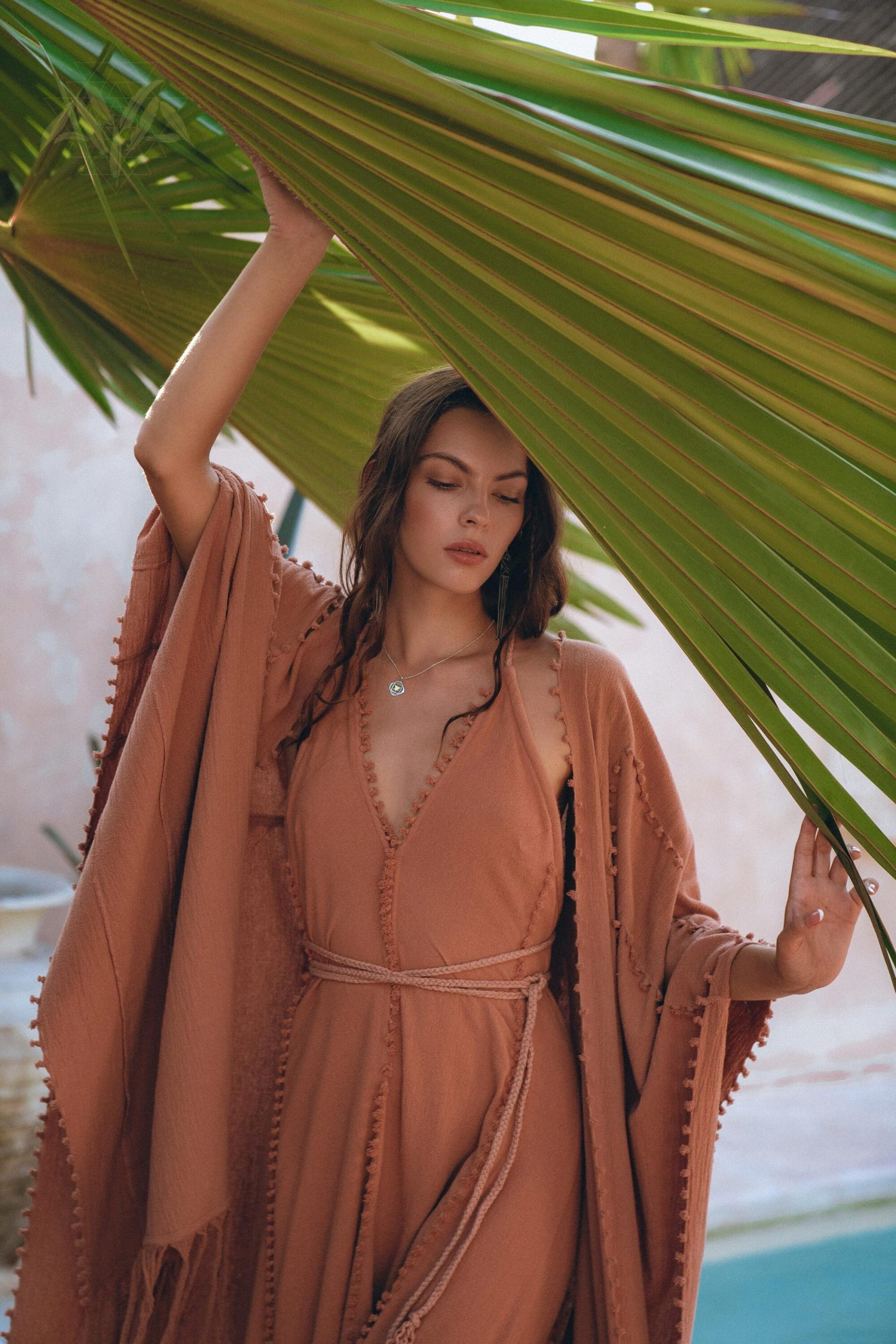 Pink Cotton Robe Handmade Bohemian Poncho Boho Cape